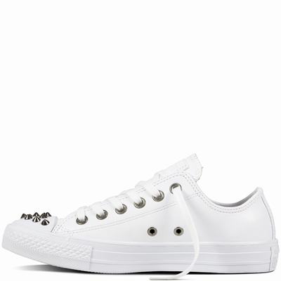 Converse Chuck Taylor All Star Studs Low Tops Womens - White/White/White Shoes (804BCMZD)